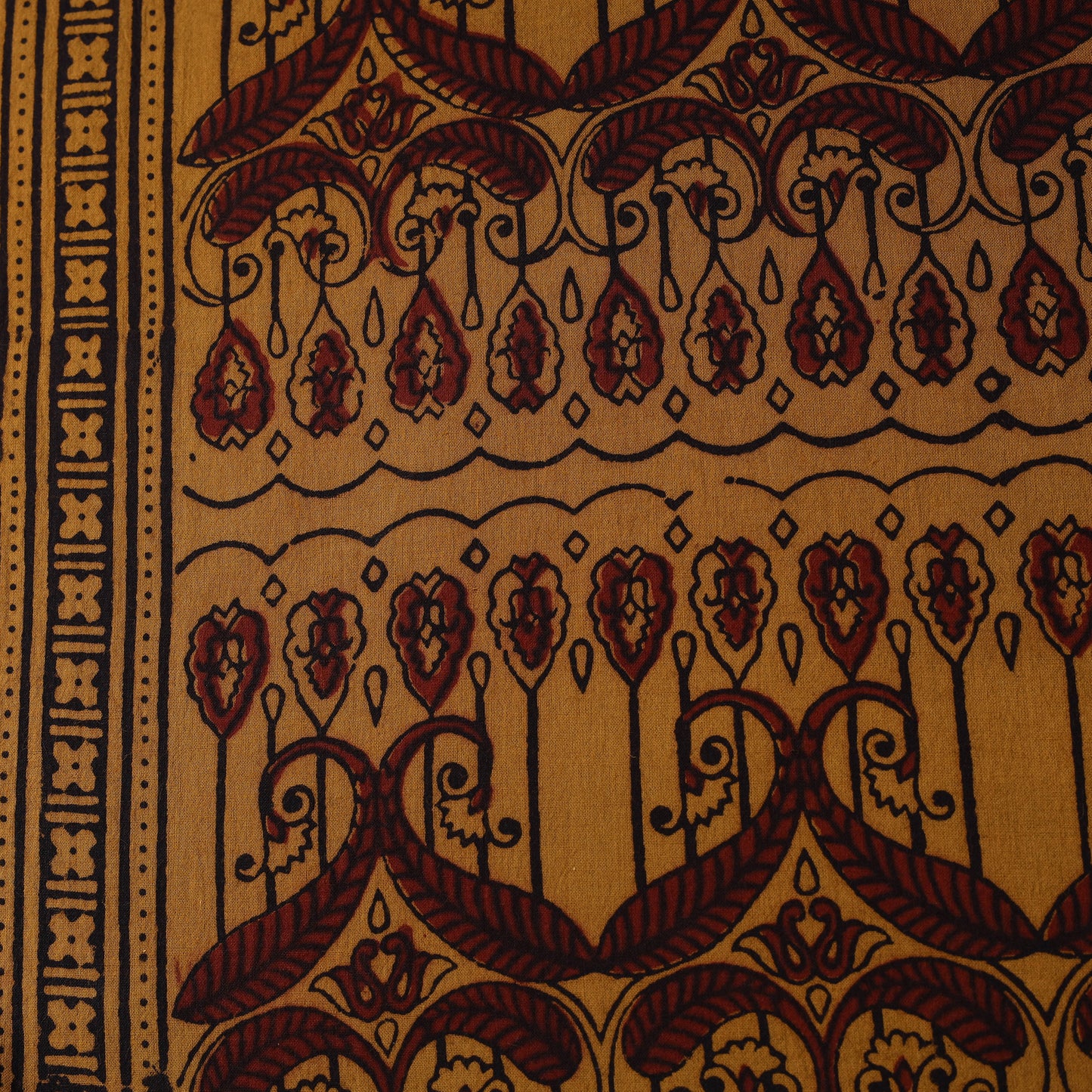 Yellow - Bagh Hand Block Print Natural Dyed Cotton Fabric 07