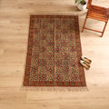 Warangal Handwoven Kalamkari Block Print Cotton Durrie / Carpet / Rug (4 x 6 Feet) 26