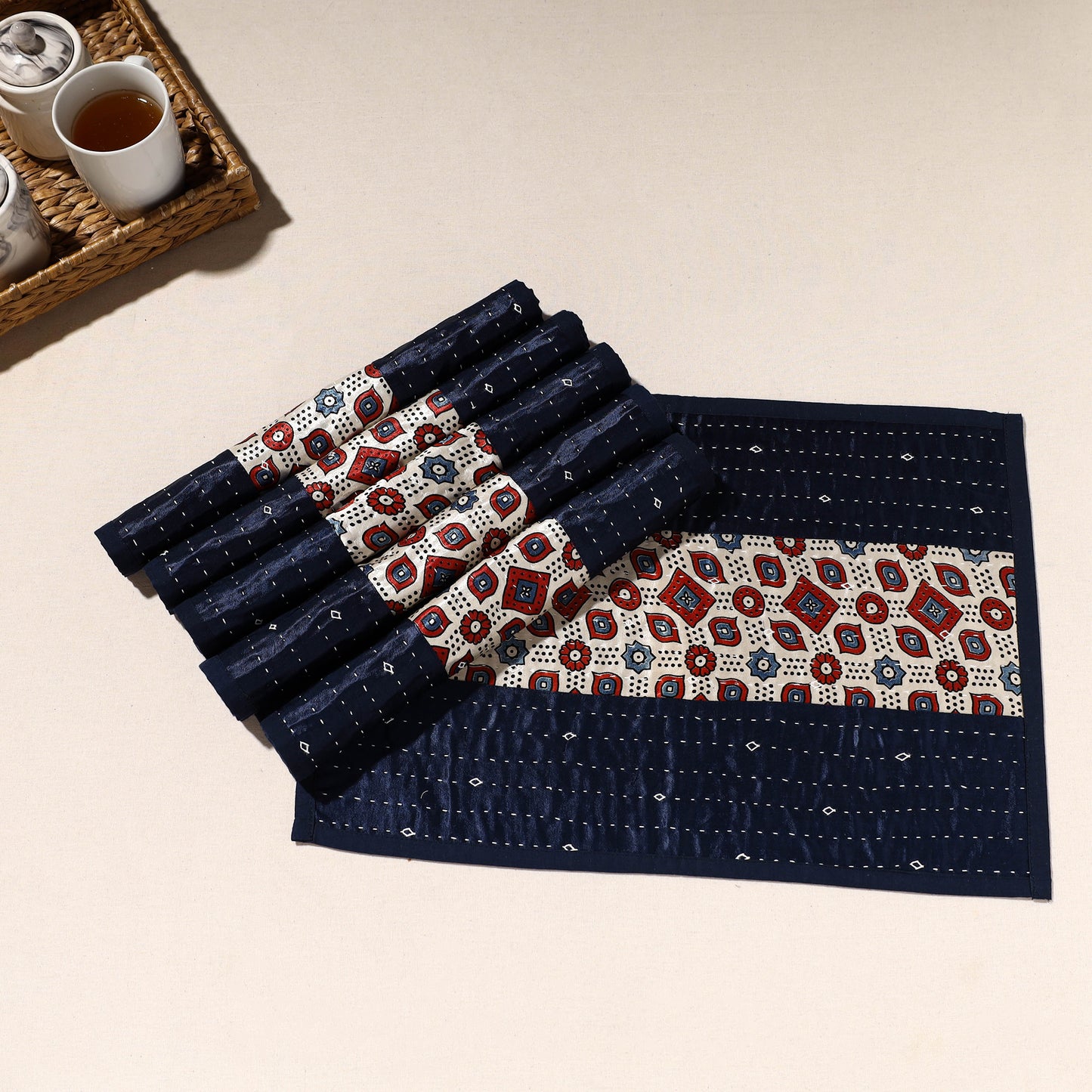 Kutch Tagai Embroidered Mashru Silk Table Mats (SO6) 20