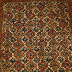 Warangal Handwoven Kalamkari Block Print Cotton Durrie / Carpet / Rug (4 x 6 Feet) 27