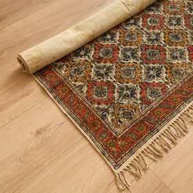 Warangal Handwoven Kalamkari Block Print Cotton Durrie / Carpet / Rug (4 x 6 Feet) 27