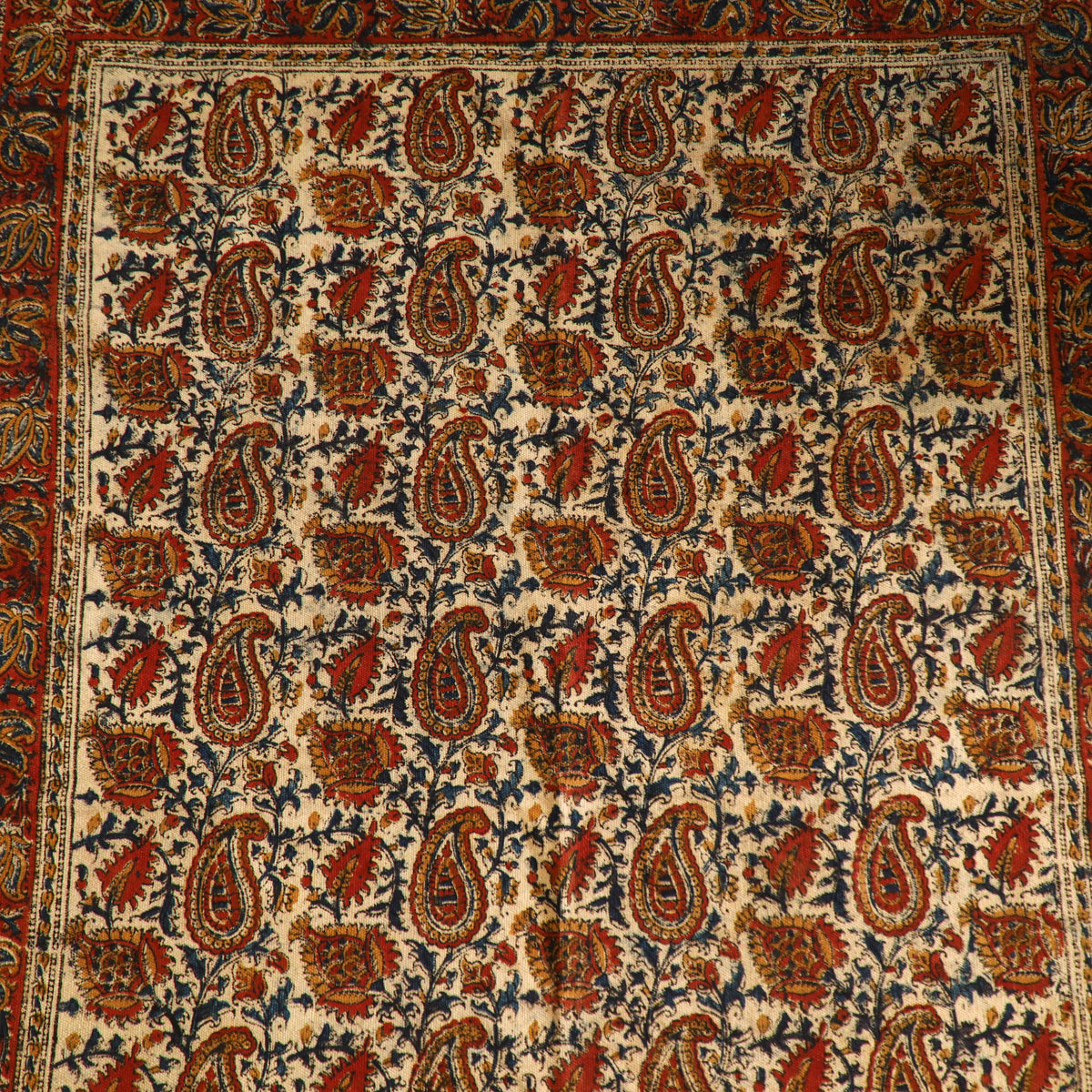 Warangal Handwoven Kalamkari Block Print Cotton Durrie / Carpet / Rug (4 x 6 Feet) 28