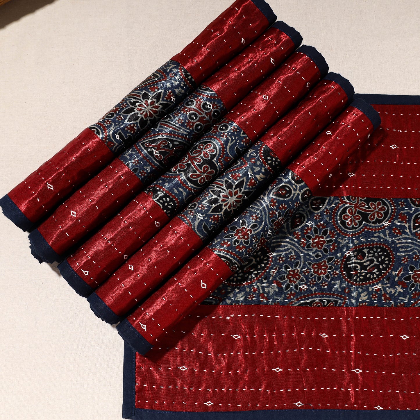 Kutch Tagai Embroidered Mashru Silk Table Mats (SO6) 26