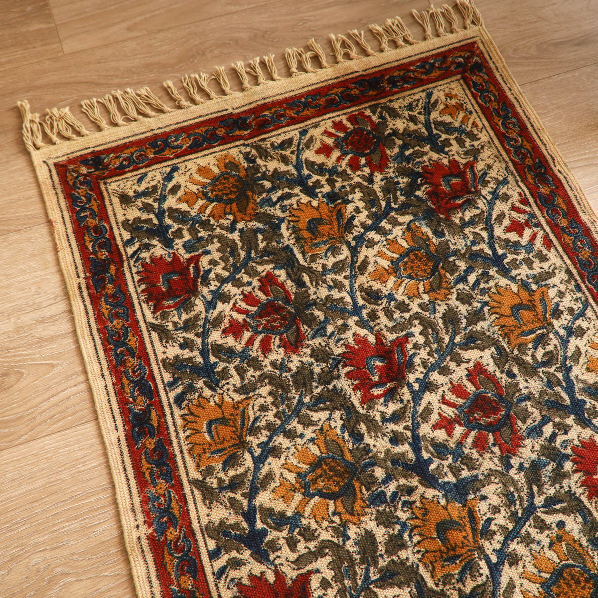 Warangal Handwoven Kalamkari Block Print Cotton Floor Mat (2 x 3 Feet) 17