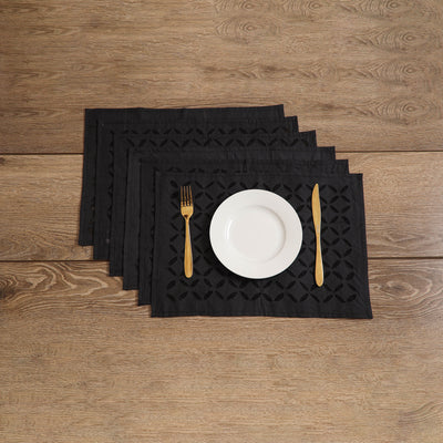 Barmer Applique Cutwork Cotton Dining Table Mats (Set of 6) 01