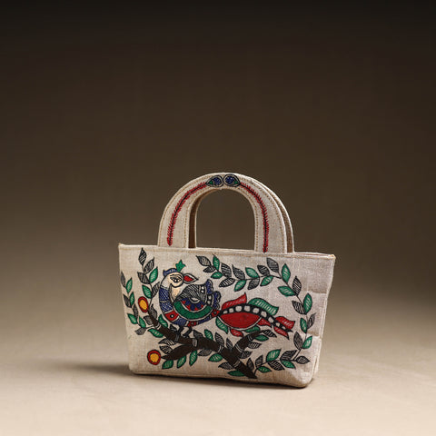 Madhubani Handpainted Jute Cotton Hand Bag