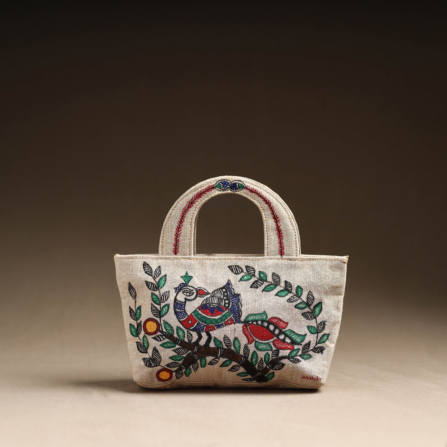 Madhubani Handpainted Jute Cotton Hand Bag