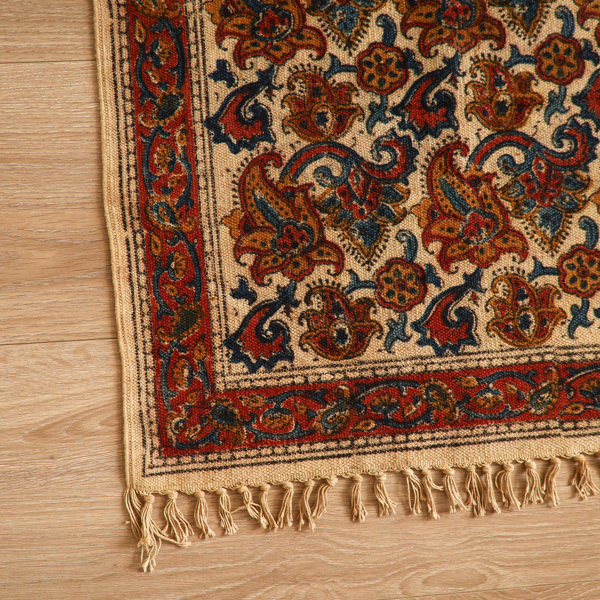 Warangal Handwoven Kalamkari Block Print Cotton Floor Mat (2 x 3 Feet) 19