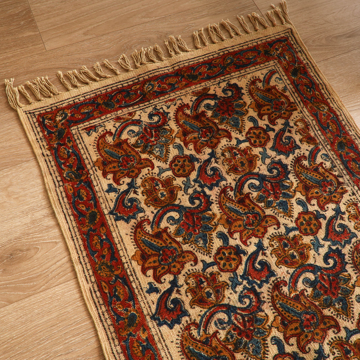 Warangal Handwoven Kalamkari Block Print Cotton Floor Mat (2 x 3 Feet) 19