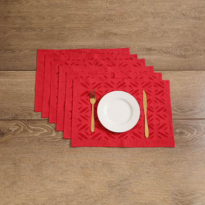 Barmer Applique Cutwork Cotton Dining Table Mats (Set of 6) 07