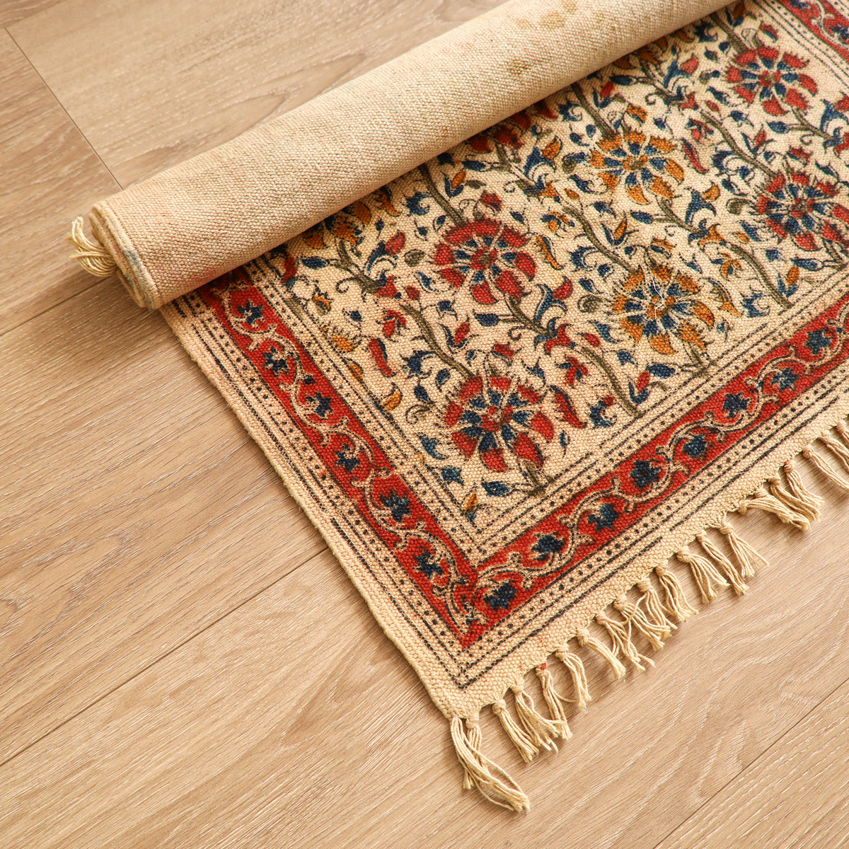 Warangal Handwoven Kalamkari Block Print Cotton Floor Mat (2 x 3 Feet) 20