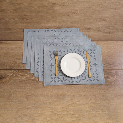 Barmer Applique Cutwork Cotton Dining Table Mats (Set of 6) 08