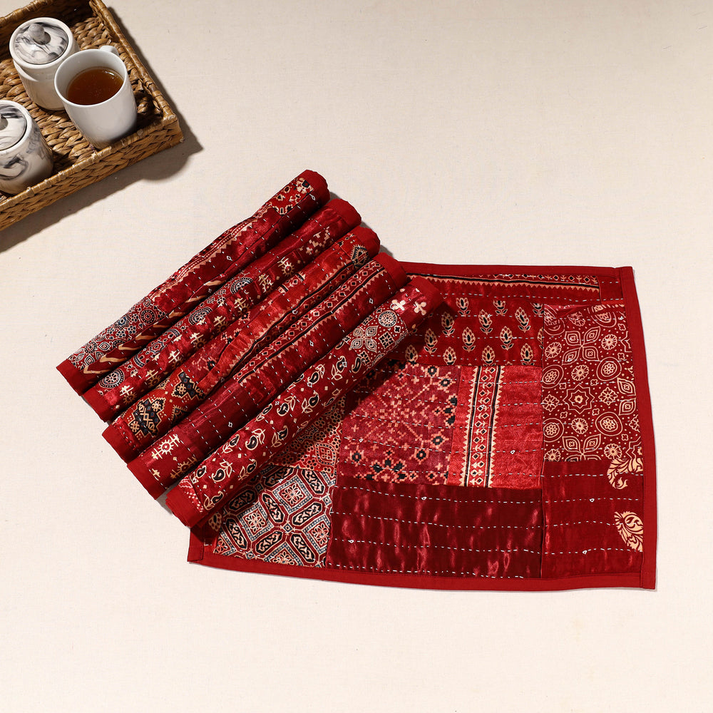 Kutch Tagai Embroidered Mashru Silk Table Mats (SO6) 34