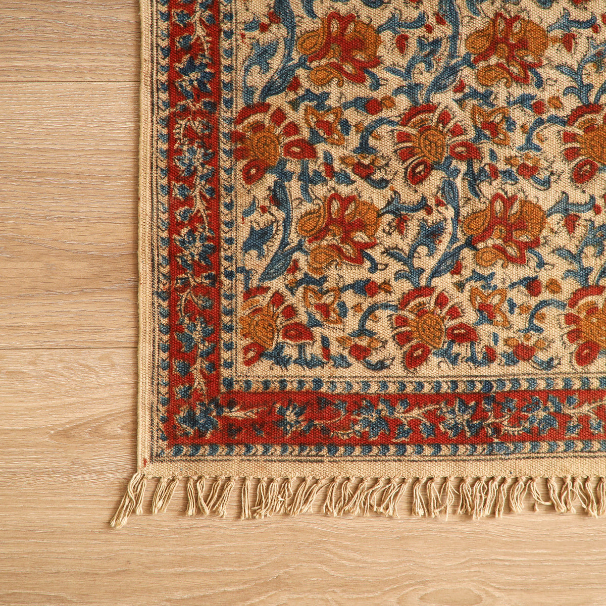 Warangal Handwoven Kalamkari Block Print Cotton Floor Mat (2 x 3 Feet) 21