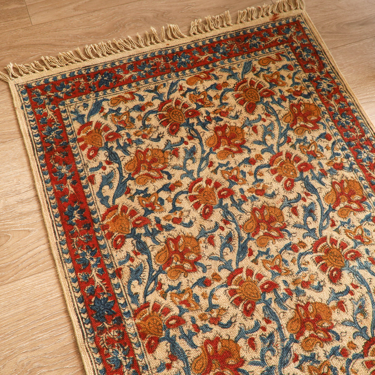 Warangal Handwoven Kalamkari Block Print Cotton Floor Mat (2 x 3 Feet) 21