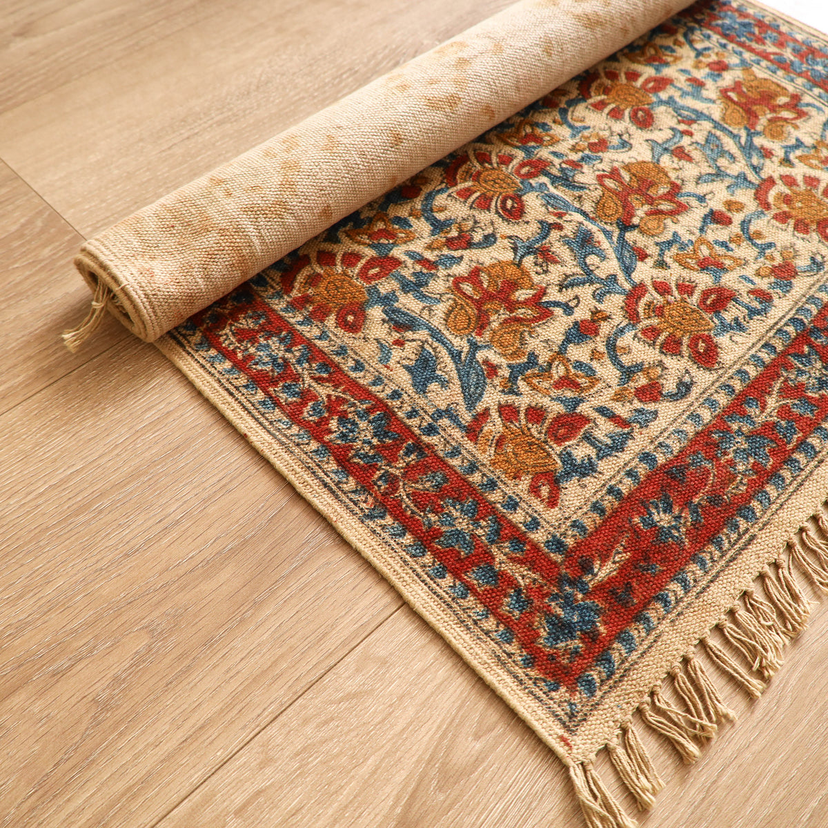 Warangal Handwoven Kalamkari Block Print Cotton Floor Mat (2 x 3 Feet) 21