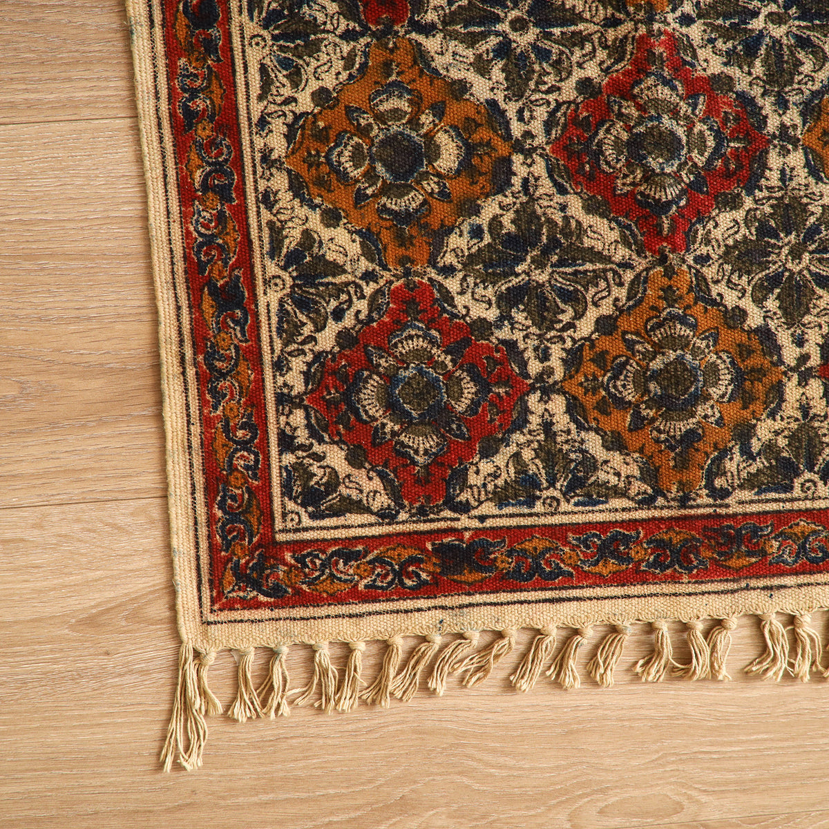 Warangal Handwoven Kalamkari Block Print Cotton Floor Mat (2 x 3 Feet) 22