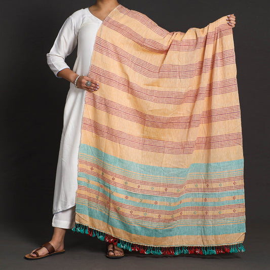 Beige - Organic Kala Cotton Kutch Weave Pure Handloom Dupatta