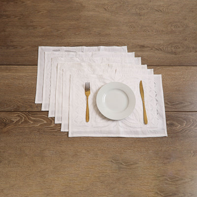 Barmer Applique Cutwork Cotton Dining Table Mats (Set of 6) 10