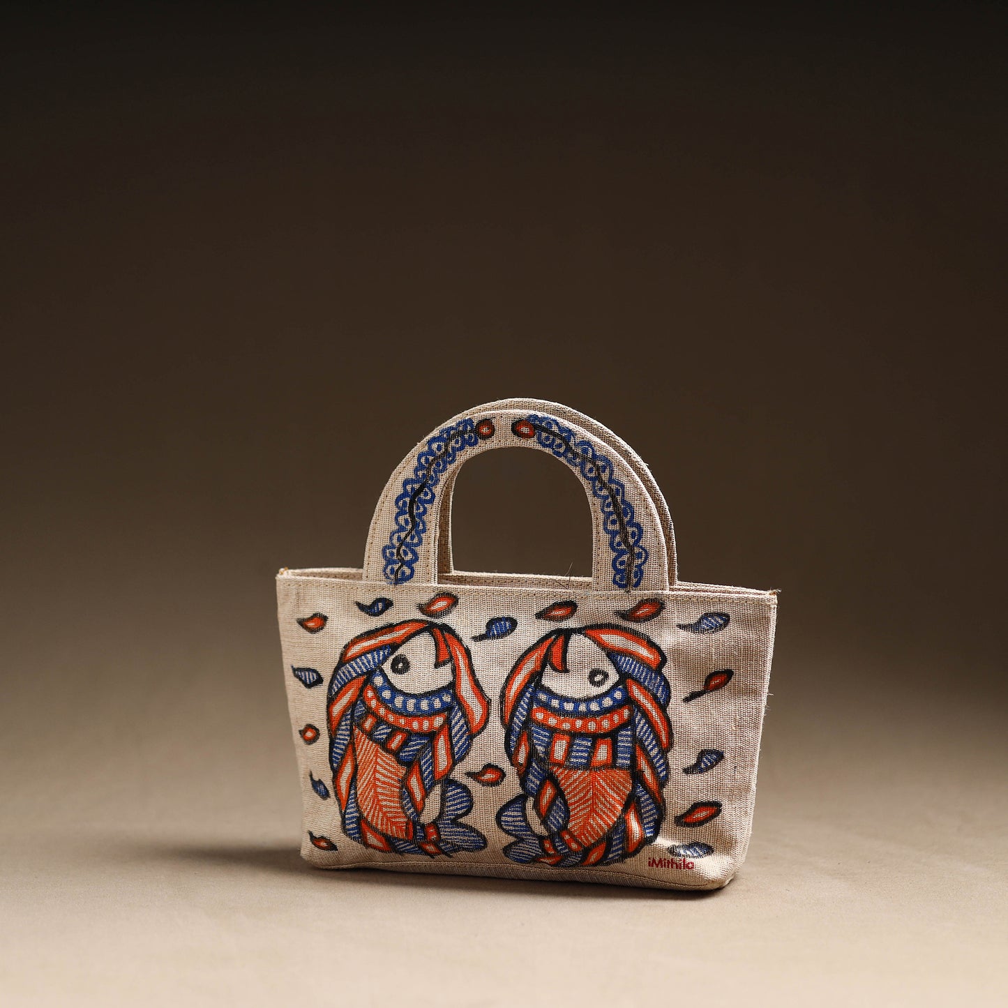 Madhubani Handpainted Jute Cotton Hand Bag