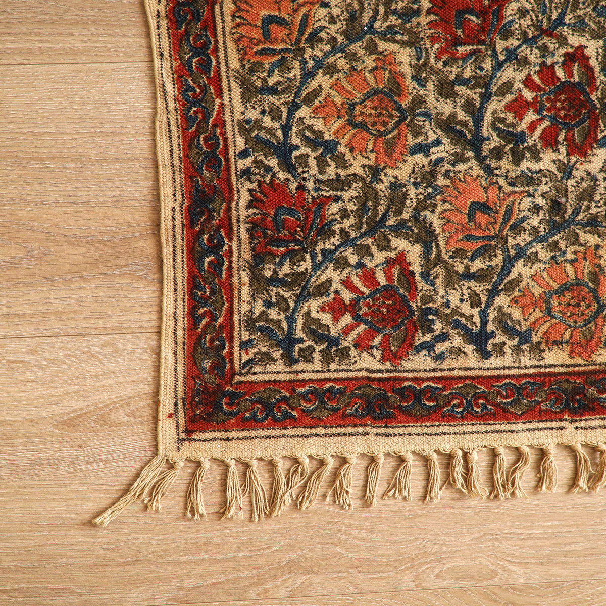 Warangal Handwoven Kalamkari Block Print Cotton Floor Mat (2 x 3 Feet) 23