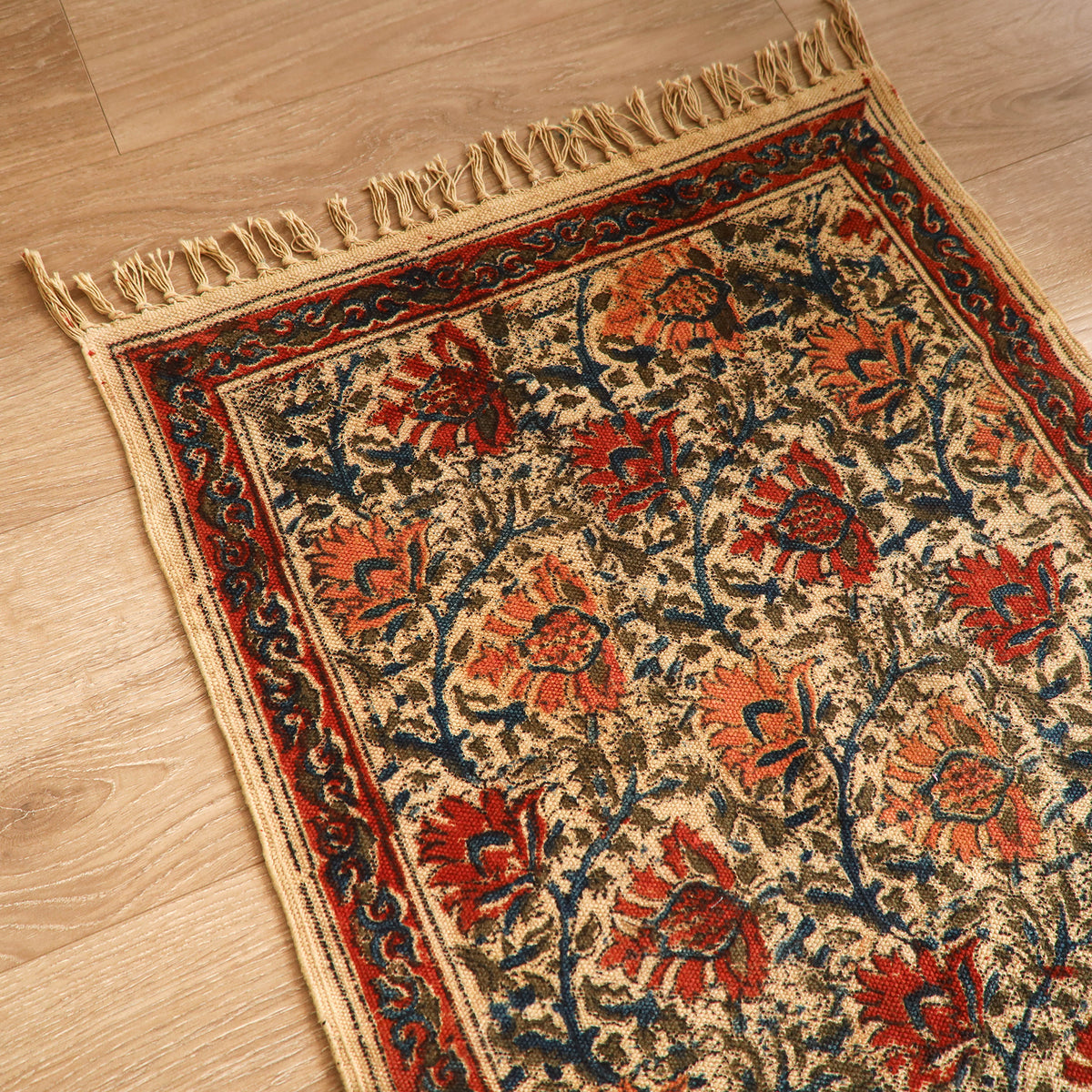 Warangal Handwoven Kalamkari Block Print Cotton Floor Mat (2 x 3 Feet) 23