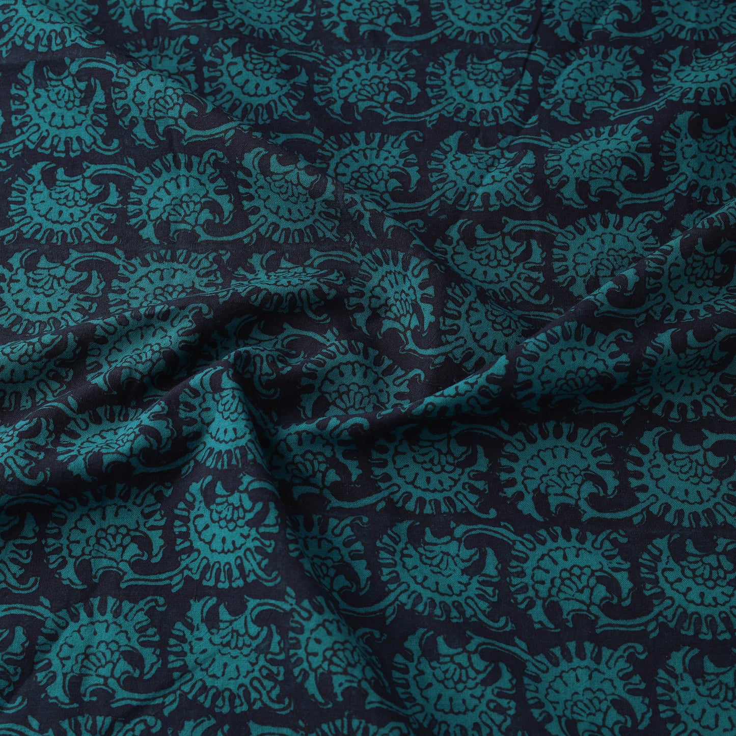 Green - Bagh Hand Block Print Natural Dyed Cotton Fabric 18