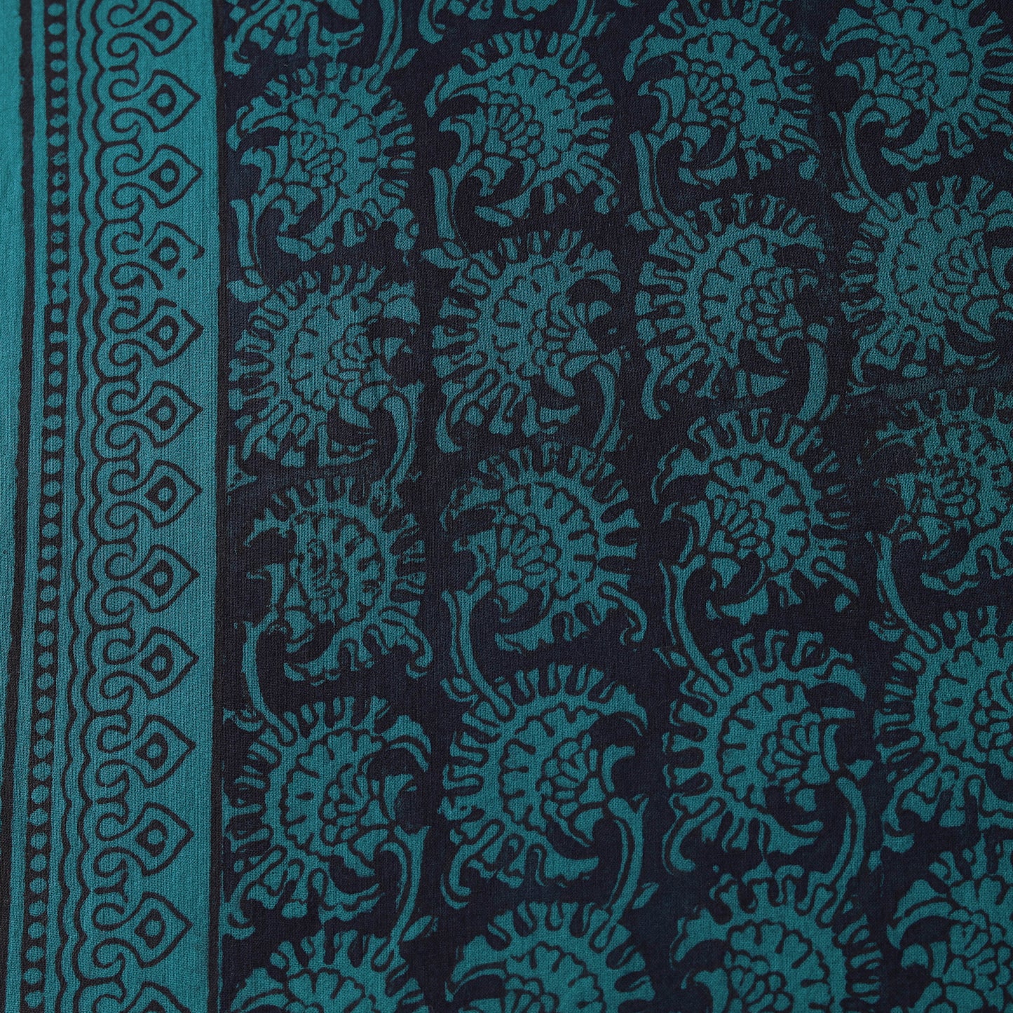 Green - Bagh Hand Block Print Natural Dyed Cotton Fabric 18