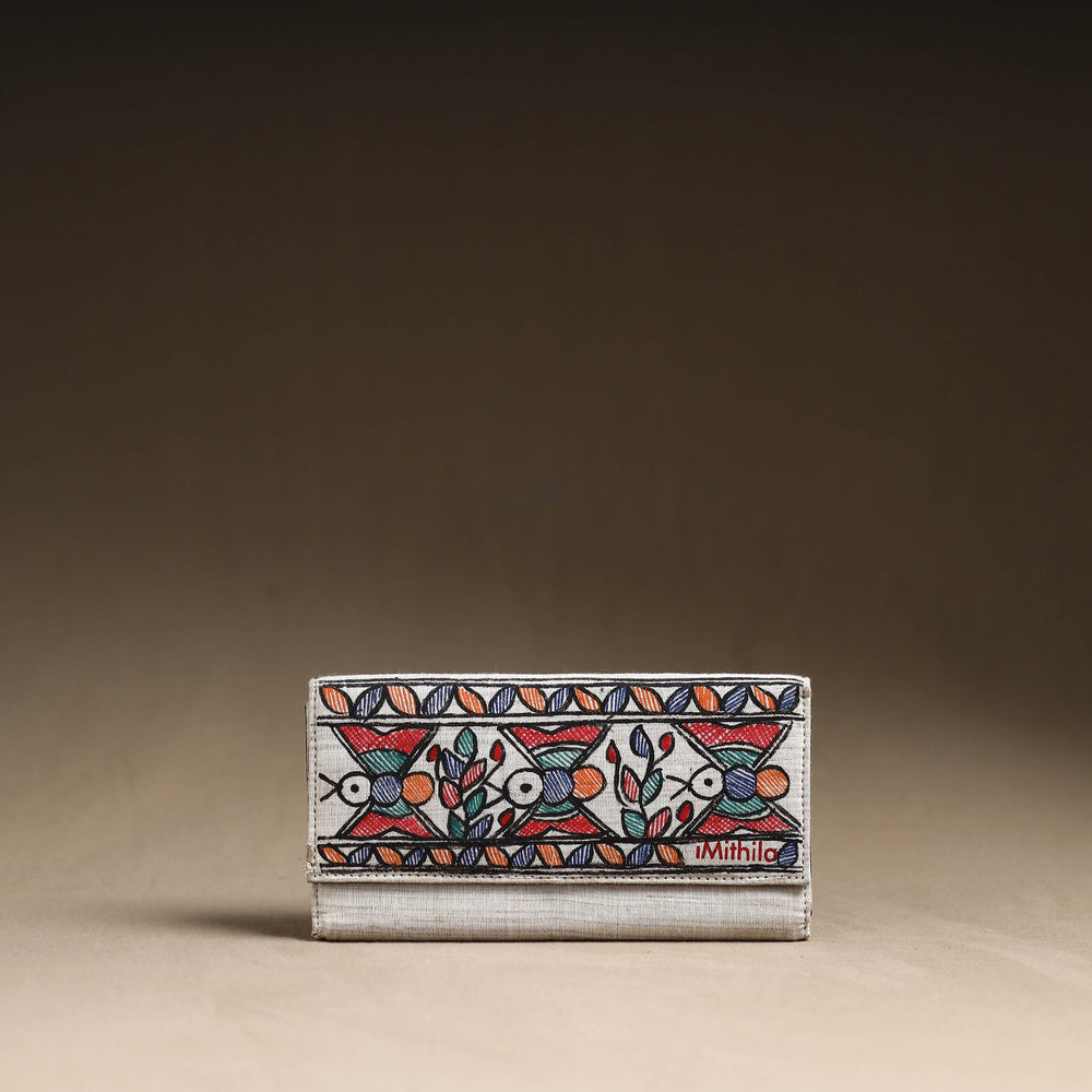 Multicolor - Madhubani Handpainted Cotton Clutch 03