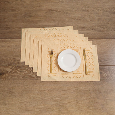 Barmer Applique Cutwork Cotton Dining Table Mats (Set of 6) 14