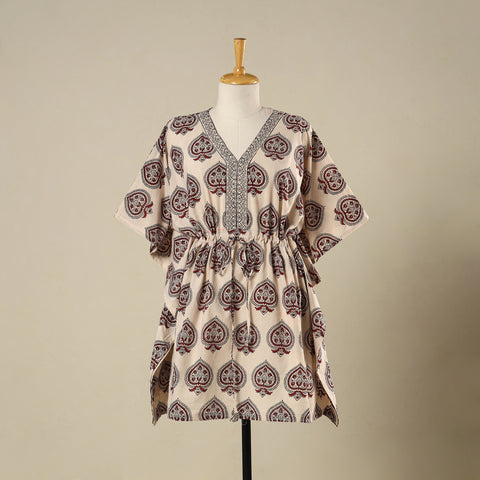 Beige - cotton bagh kaftan with tie-up waist (medium) 04