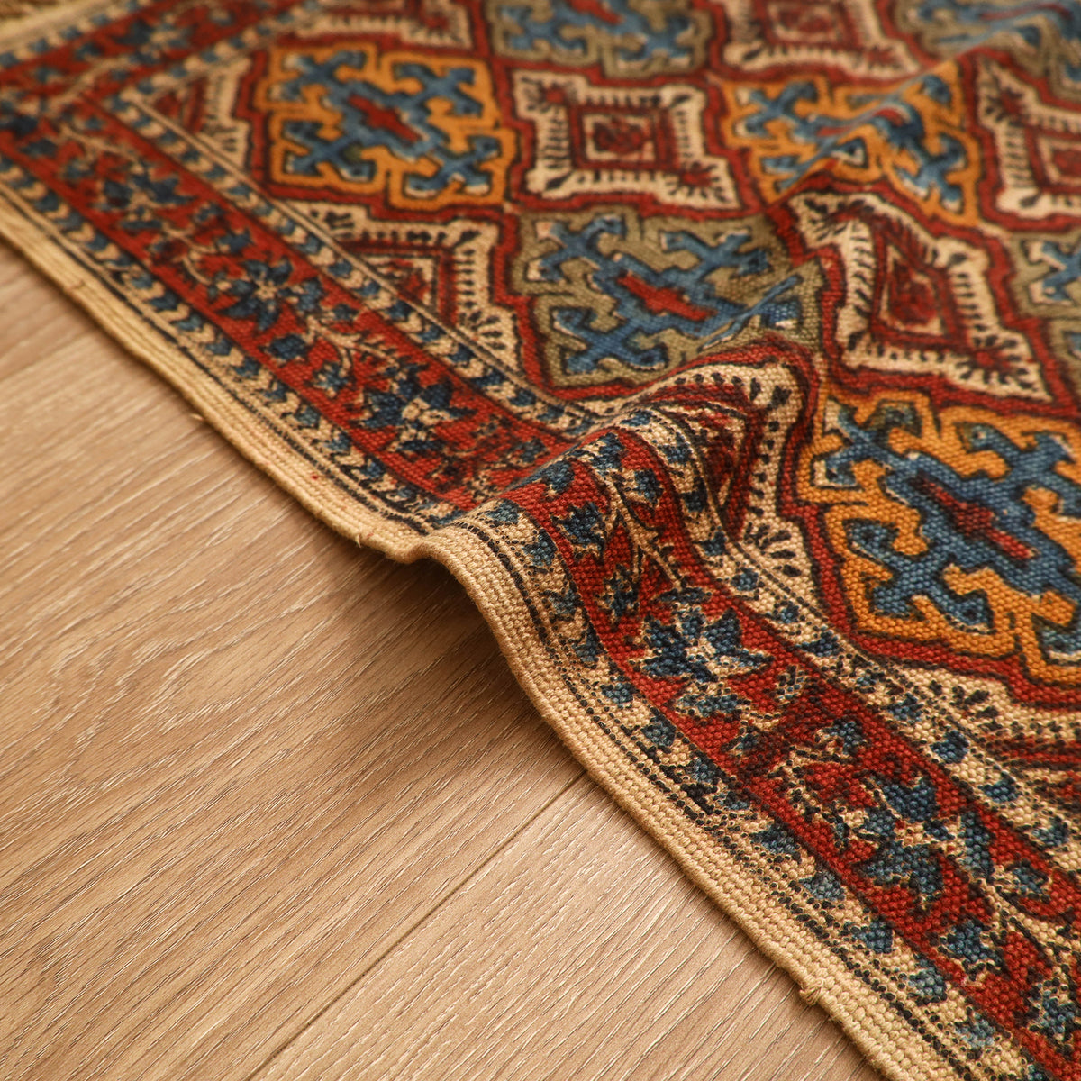 Warangal Handwoven Kalamkari Block Print Cotton Mat (2 x 2 Feet) 03