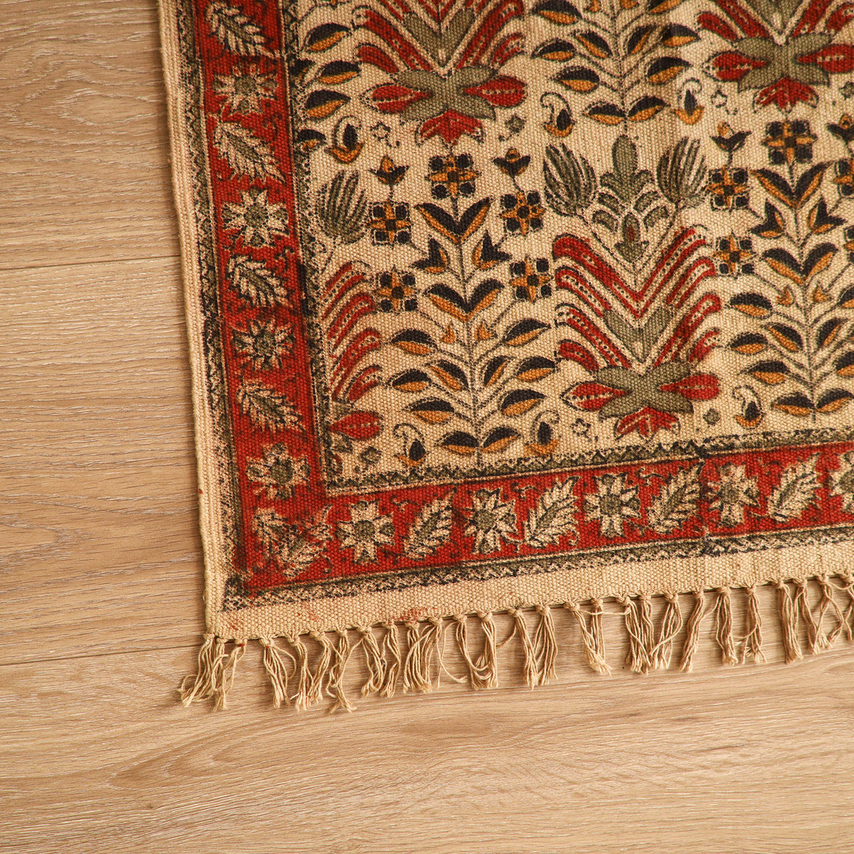 Warangal Handwoven Kalamkari Block Print Cotton Mat (2 x 2 Feet) 04