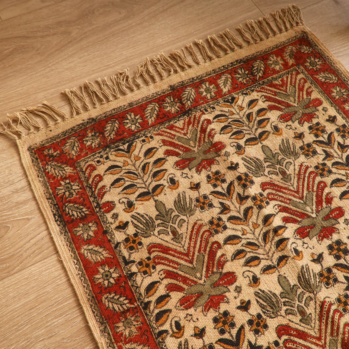 Warangal Handwoven Kalamkari Block Print Cotton Mat (2 x 2 Feet) 04