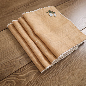 Hydrangea Hand Embroidered Jute Table Mat (Set of 4)