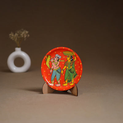 Cheriyal Handpainted Wooden Wall Plate with Stand 66