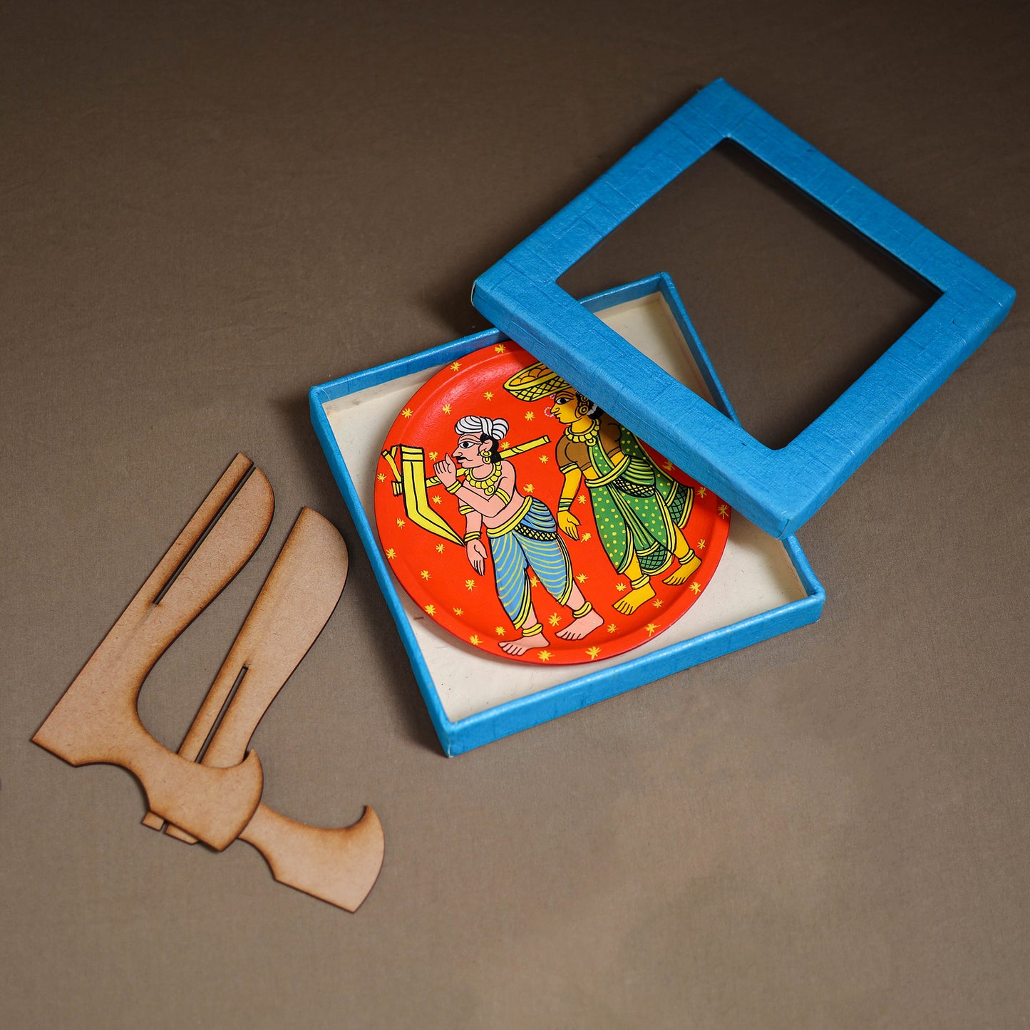 Cheriyal Handpainted Wooden Wall Plate with Stand 66
