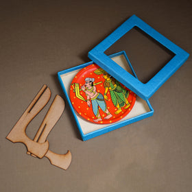 Cheriyal Handpainted Wooden Wall Plate with Stand 66