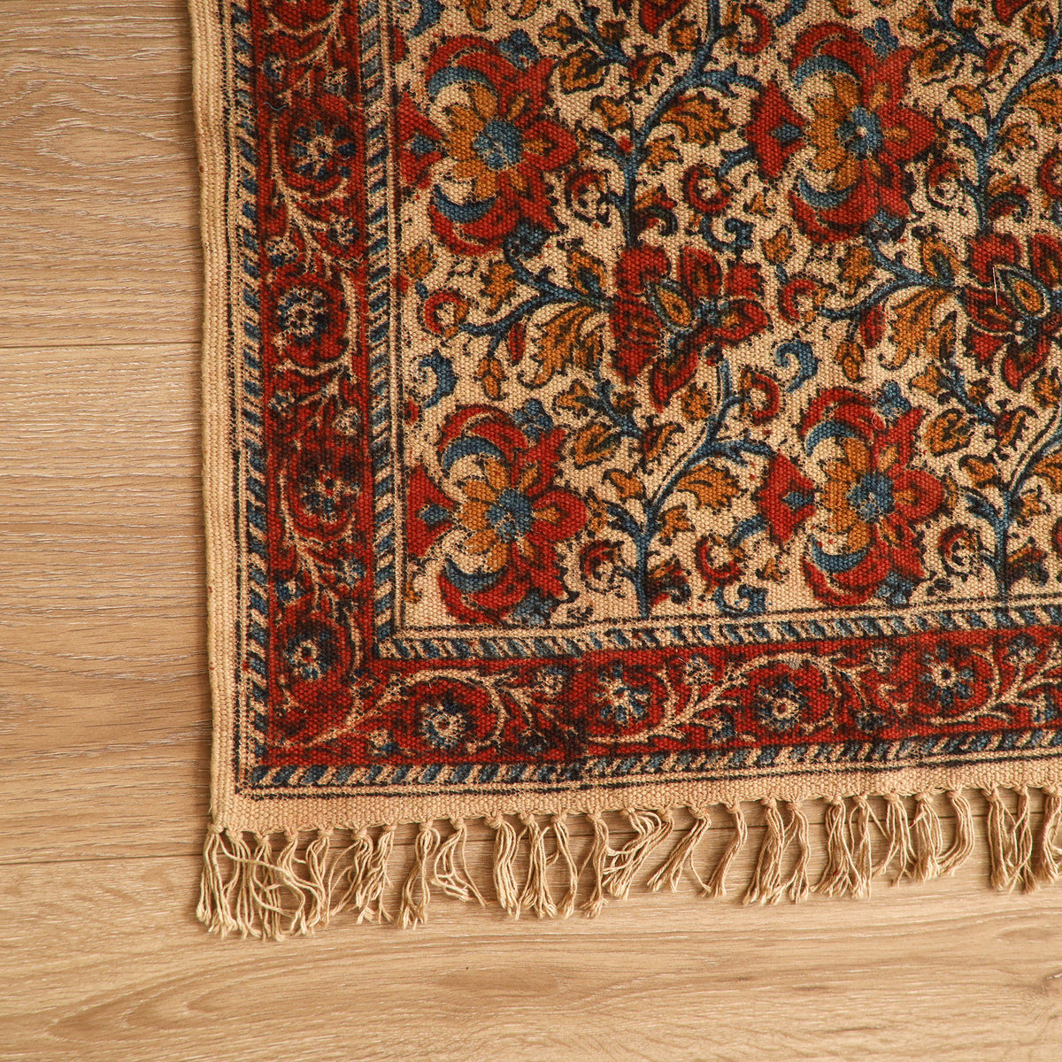 Warangal Handwoven Kalamkari Block Print Cotton Mat (2 x 2 Feet) 05