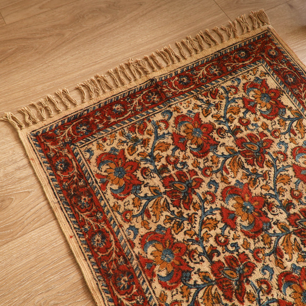Warangal Handwoven Kalamkari Block Print Cotton Mat (2 x 2 Feet) 05