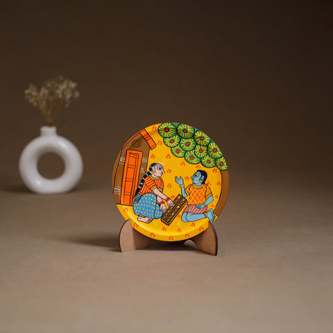 Cheriyal Handpainted Wooden Wall Plate with Stand 67