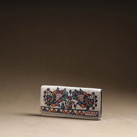 White - Madhubani Handpainted Cotton Clutch 08