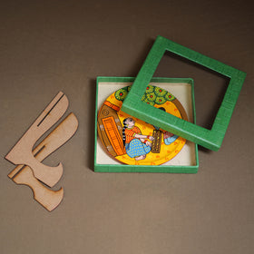 Cheriyal Handpainted Wooden Wall Plate with Stand 67