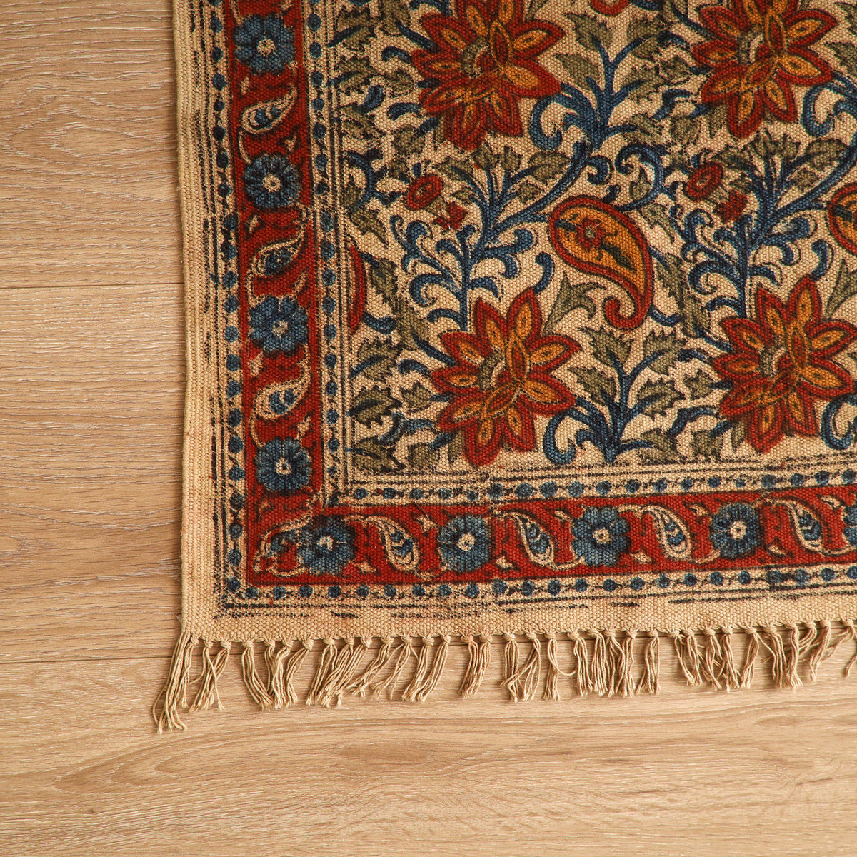 Warangal Handwoven Kalamkari Block Print Cotton Mat (2 x 2 Feet) 06