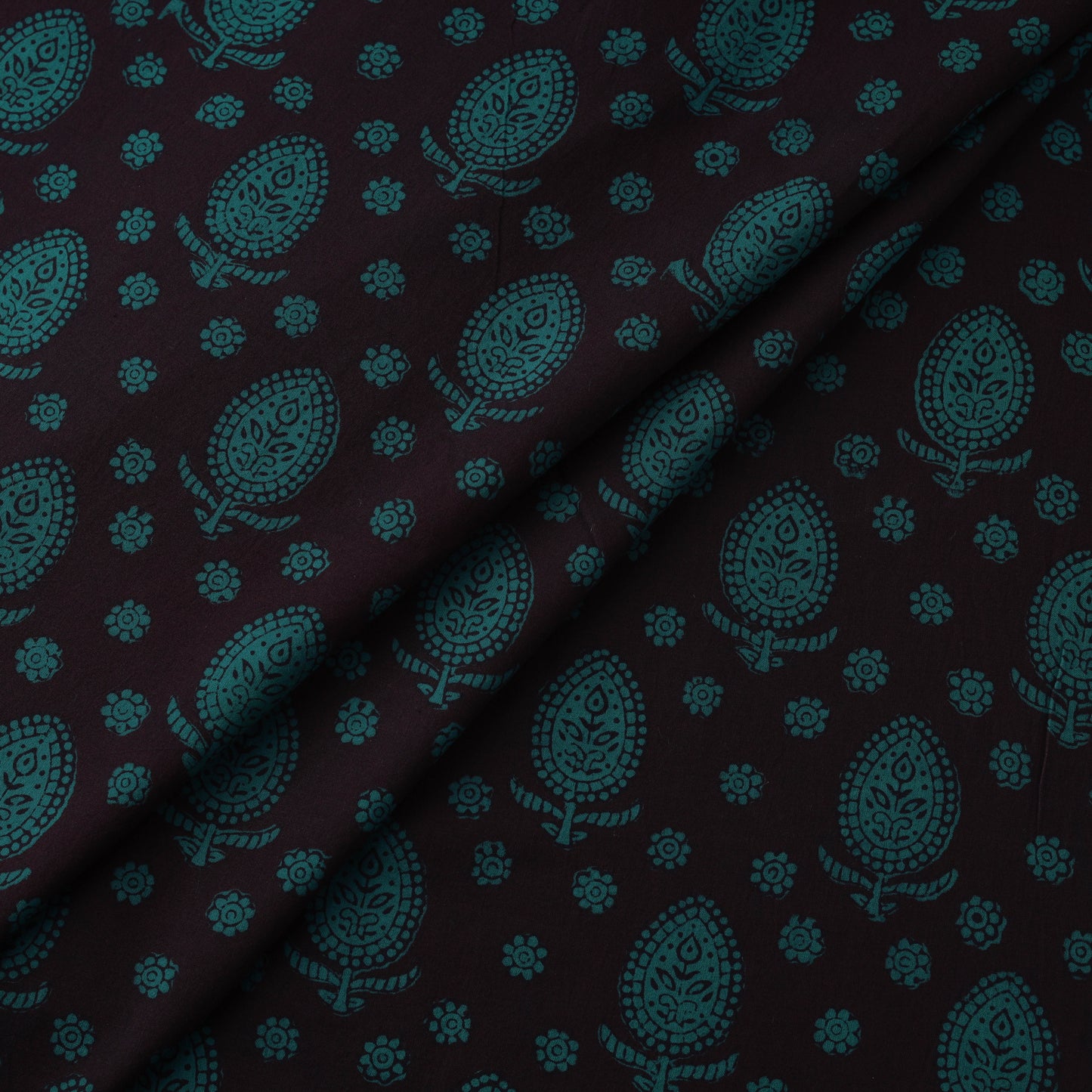 Black - Bagh Hand Block Print Natural Dyed Cotton Fabric 22