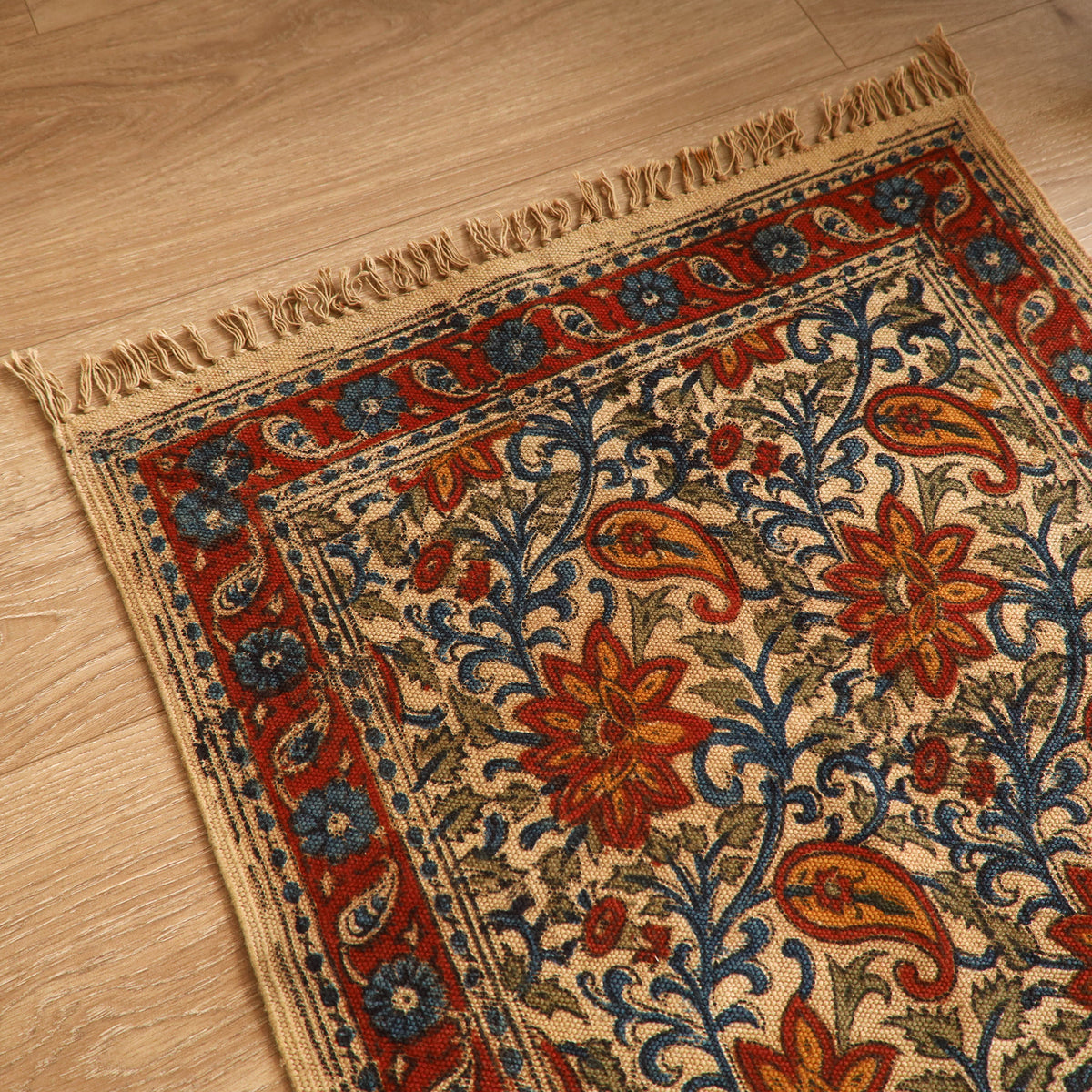 Warangal Handwoven Kalamkari Block Print Cotton Mat (2 x 2 Feet) 06