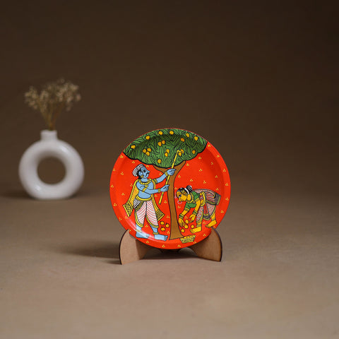 Cheriyal Handpainted Wooden Wall Plate with Stand 68