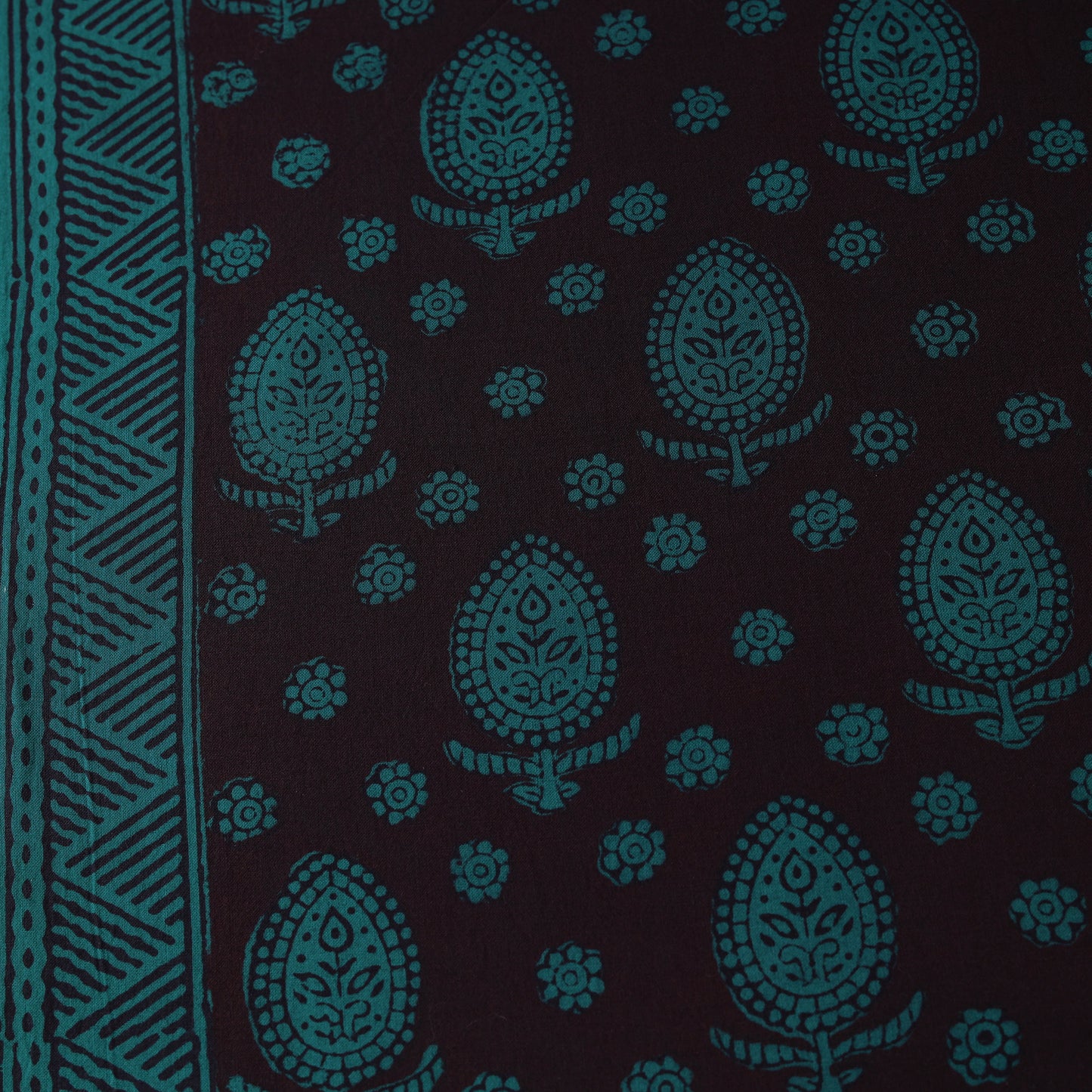 Black - Bagh Hand Block Print Natural Dyed Cotton Fabric 22
