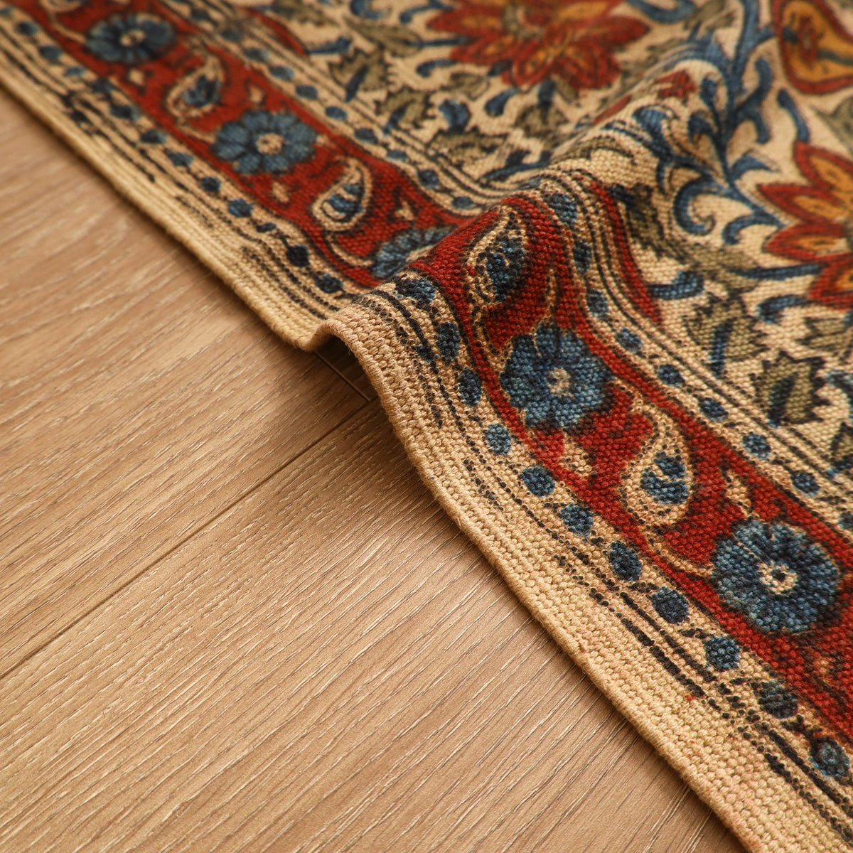 Warangal Handwoven Kalamkari Block Print Cotton Mat (2 x 2 Feet) 06