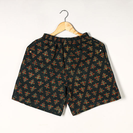 Green - Ajrakh Block Printed Cotton Unisex Boxer/Shorts